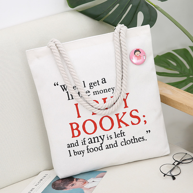 Red Letter Cotton RopeKorean version Canvas bag female literature The single shoulder bag Simple and versatile handbag like a breath of fresh air student a bag leisure time Cloth bag