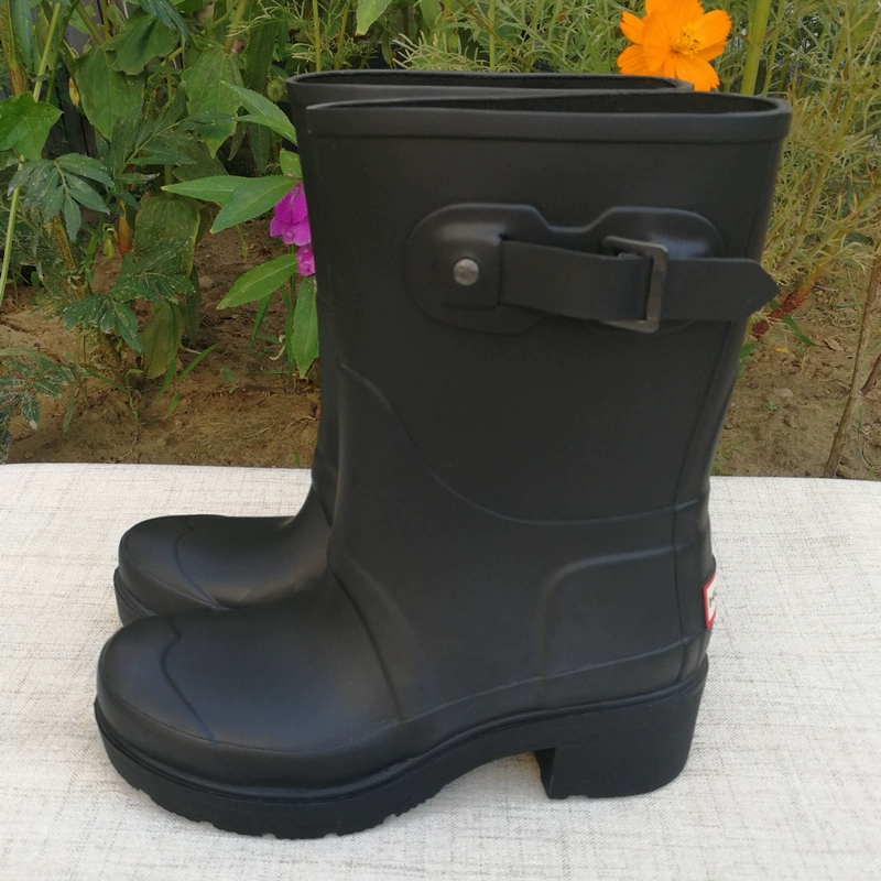 Giày cao gót vuông mới dày và thoải mái giúp ống cao su thiên nhiên bảo vệ môi trường cao su chống trơn trượt - Rainshoes