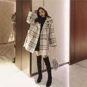 Áo khoác len cổ điển kiểu dáng sang trọng của Hong Kong, áo len mỏng thắt eo Hepburn nữ nhỏ thu đông 2018 mới