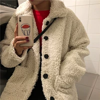 2018 phiên bản Hàn Quốc mới của áo khoác lông cừu ngắn mùa thu và mùa đông dày lên thời trang hoang dã áo sơ mi đơn ngực nữ mẫu áo dạ ngắn đẹp