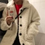 2018 phiên bản Hàn Quốc mới của áo khoác lông cừu ngắn mùa thu và mùa đông dày lên thời trang hoang dã áo sơ mi đơn ngực nữ mẫu áo dạ ngắn đẹp