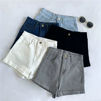 Tide, белая джинсовая юбка, летние шорты, штаны, свободный крой, высокая талия, в корейском стиле, по фигуре, популярно в интернете, А-силуэт
