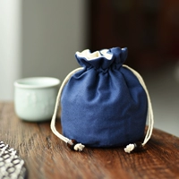 Хлопковая коробочка для хранения из грецкого ореха, тканевый мешок, сумка, чашка, портативный чайный сервиз, упаковка, увеличенная толщина, на шнурках
