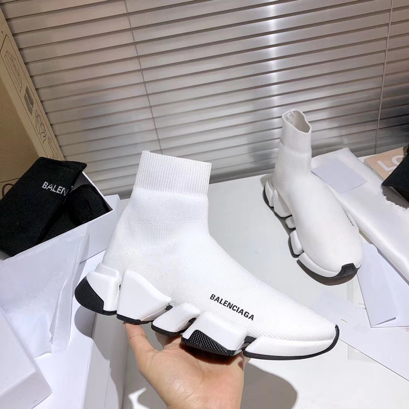 White On Black And Whiteins elastic force Socks and shoes female Paris 2021 spring Korean version Star of the same style leisure time motion men and women Couple shoes
