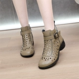 Этническая обувь, летние короткие сапоги с молнией, из натуральной кожи, этнический стиль, мягкая подошва, для среднего возраста