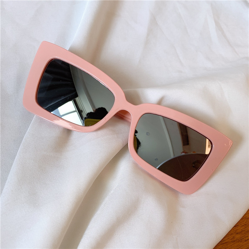 Rectangle & Pink Mirror【 smug senior 】 Minority Designer Flat square Polarized light Sunglasses Sunglasses female Large frame Show thin veil glasses