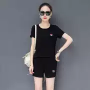 Hàn quốc phiên bản của Fila FILA thể thao phù hợp với 2018 mới mùa hè của phụ nữ thời trang giản dị ngắn tay T-Shirt shorts hai mảnh