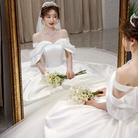 Легкое главное атласное свадебное платье 2021 Новая невеста Французская высокая высокий