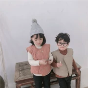 Áo ấm cho bé trai đính kim cương kim cương 2018 mùa đông mới trẻ em Hàn Quốc cộng với chất liệu cotton dày 1 áo vest vai 3 tuổi thủy triều