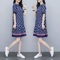 Летняя шифоновая юбка, платье, сезон 2021, в корейском стиле, свободный крой, шифоновая с принтом, большой размер