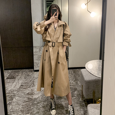 taobao agent Autumn trench coat, long jacket, 2022 collection, mid-length, suitable for teen, British style