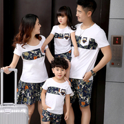 Cha mẹ và con mặc mùa hè 2018 làn sóng mới đầy đủ gia đình nhà ba mảnh phù hợp với mẹ và con gái nữ ngắn tay T-Shirt mùa xuân