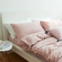 Bông dễ thương bóng nước rửa bông bốn mảnh Nhật Bản bông khỏa thân ngủ tinh khiết màu khăn trải giường giường 笠 kit chăn ga tencel