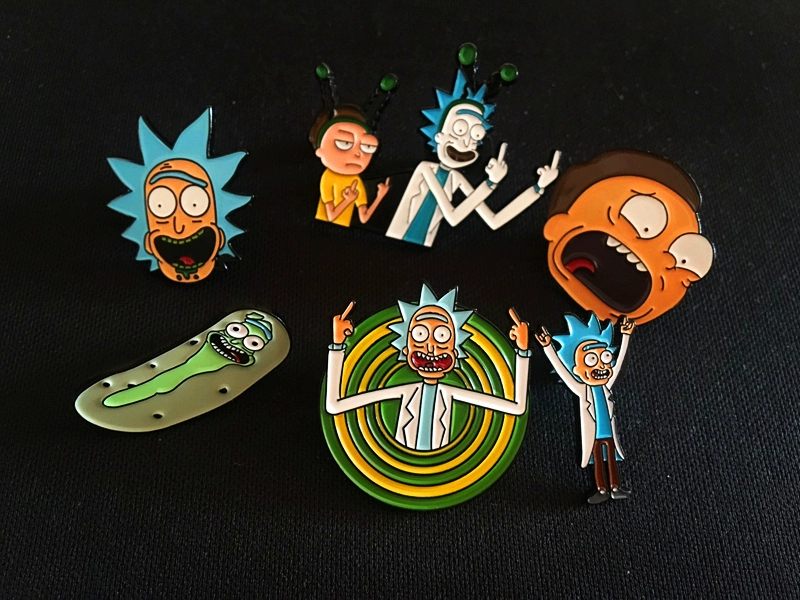 [Giao hàng miễn phí] 6 miếng trâm dưa chua với hòa bình và thế giới xung quanh Rick và Morty - Trâm cài