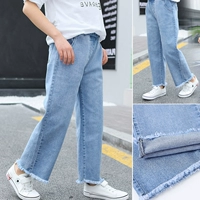 Quần bé gái ống rộng 2019 xuân hè mới quần jeans trẻ em bé trai quần dài ống rộng quần dài nước ngoài mùa hè eo cao - Quần jean quần áo bé gái