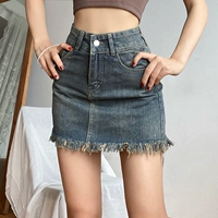 Весенняя летняя ретро джинсовая юбка, мини-юбка, подходит для подростков, высокая талия, А-силуэт