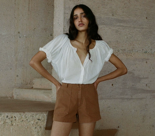 Doen American Poorcing Weslie Casual -High -High -The High -waisted Брюки переверните карманный дизайн универсальные шорты