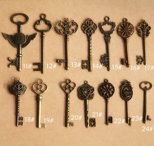 Antique Garden ~ Zakka retro ancient copper pendant/suspension antique key 1#-24#