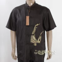 Mùa hè Tang phù hợp với nam trung niên áo khoác vải Trung Quốc phù hợp với nam vải thô áo sơ mi cotton cổ áo quốc phục shop đồ nam