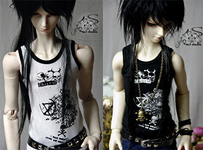taobao agent M3 BJD baby clothing manufacturer direct sales 6 points, 4 points, 3 points, uncle skull vest black and white spot