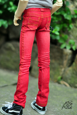taobao agent M3 BJD baby clothes 3 points and 4 points HID Recommended red water washing with wrinkles jeans