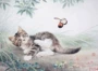 Tô Châu thêu DIY kit mới bắt đầu mèo và bướm 35 * 48 quà tặng cao cấp làm bằng tay vẽ tranh thêu - Bộ dụng cụ thêu tranh thêu hoa hồng