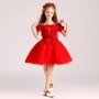 Cô gái đám cưới tutu trẻ em ăn mặc công chúa váy màu đỏ một- vai bé sinh nhật máy chủ đàn piano trang phục váy xòe cho bé gái 