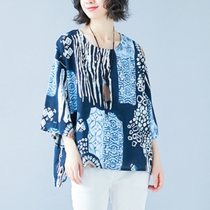 Phong cách quốc gia chất béo MM ngắn tay cotton và linen T-Shirt nữ 2018 mùa hè 200 kg trung niên nước ngoài khí tuổi giảm bụng áo sơ mi