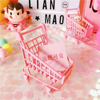 Nhật bản màu hồng cô gái tim mini giỏ mua hàng xe đẩy máy tính để bàn trang trí phun lưu trữ giá ảnh đạo cụ món quà trang trí nhà cửa