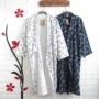 Nhật bản-phong cách bông vải áo choàng tắm nam mùa xuân và mùa hè mỏng đoạn robe phần dài kimono áo choàng tắm cardigan tươi và gió áo khoác nhà áo ngủ nam cotton