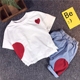 Trai mùa hè ngắn tay phù hợp với 2018 mới của Hàn Quốc phiên bản 3 trẻ em cotton T-Shirt 5 quần short denim nước ngoài khí 6 hai mảnh Quần jean