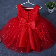 Mùa xuân và Mùa Thu Trẻ Em Dresses Cô Gái Sinh Nhật Công Chúa Váy Hoa Trẻ Em Wedding Dresses Trẻ Em Trang Phục Màu Đỏ Tutu