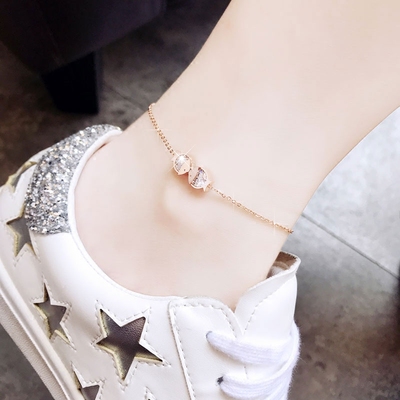 社会女脚链女韩版性感气质优雅潮人简约玫瑰金学生森系女生脚踝链