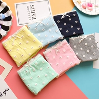 Daisy Hoa tươi Cotton dễ thương Đồ lót Lady Ren Ren Hông Mid Eo Lớn Kích thước tam giác Quần short quần xì nữ