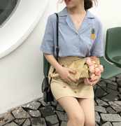 韩风小菠萝刺绣衬衫