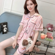 Mùa hè đồ ngủ của phụ nữ cotton ngắn tay cardigan phần mỏng Hàn Quốc phiên bản của ngọt ngào và đáng yêu ladies cotton mùa hè phục vụ nhà phù hợp với