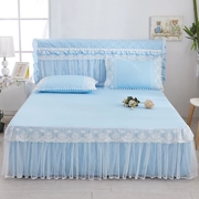 Hàn Quốc phiên bản của giường ren váy công chúa giường bìa mảnh duy nhất 1,8 m màu rắn ren giường trampoline đặt Simmons đặt giường 笠