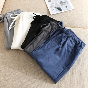 2018 mùa hè mới giả denim bông và vải lanh chín quần của phụ nữ thời trang hoang dã mỏng Hàn Quốc phiên bản của tie quần âu quần harem