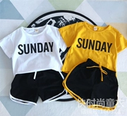Phù hợp với trẻ em quần áo trẻ em 2018 mùa hè mới chàng trai và cô gái chữ ngắn tay T-Shirt + quần short thể thao phù hợp với