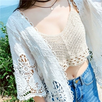Изысканный длинный кружевной трикотажный кардиган, накидка, летняя одежда для защиты от солнца, средней длины, 2018, в корейском стиле
