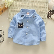 2019 quần áo trẻ sơ sinh trẻ em cotton dài tay áo sơ mi trẻ em đáy mùa xuân và mùa thu bé trai sọc áo thủy triều - Áo sơ mi