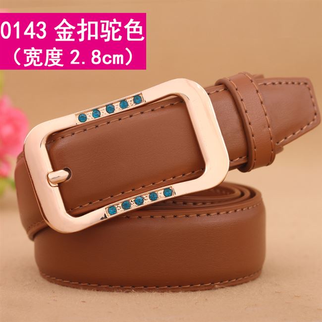 Widened 2.8Cm & 143 Gold Button Camel【 Free Admission plus hole 】 Belt female fashion Korean leisure Pin buckle belt female fine Simple and versatile Jeans Belt