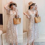 Phụ nữ mang thai thai sản váy mùa hè nghỉ gió lỏng lẻo 2019 mùa hè mới của Hàn Quốc hoa voan - váy đầm