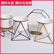 Bắc Âu INS treo tường sắt hoa chậu đơn giản khung sắt thủy canh trang trí nhà mềm cây xanh hoa hoa - Vase / Bồn hoa & Kệ