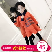 Quần áo bé gái nhung cộng với quần áo trẻ em Quần áo nữ mùa đông 2018 phiên bản mới Hàn Quốc của áo len váy trẻ em mùa đông