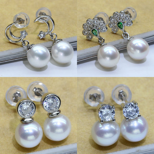 Натуральные серьги из жемчуга, серебро 925 пробы, микроинкрустация, простой и элегантный дизайн