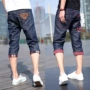 Thanh niên thể thao và giải trí mùa thu quần short học sinh nam bảy rưỡi quần 7 điểm quần jeans lỏng lẻo quần âu