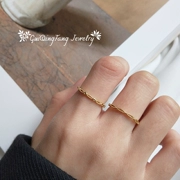 庆 坊 Nhẫn bằng bạc mạ vàng 18k của Nhật Bản 18k 镂空 雕 Hai - Nhẫn