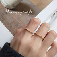 庆 坊 Nhẫn bằng bạc mạ vàng 18k của Nhật Bản 18k 镂空 雕 Hai - Nhẫn nhẫn bạc nữ
