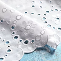nguyên liệu vải trắng Tự làm handmade quần áo rỗng thêu hoa sóng song phương rộng bông 60cm - Vải vải tự làm cotton vải